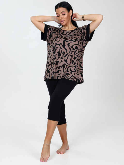 617 Домашний костюм бриджи (Разводы коричневые) - А-дина фото 2