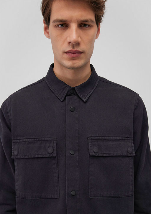 Logan 90lar Siyah Denim Jean Gomlek - Mavi фото 5