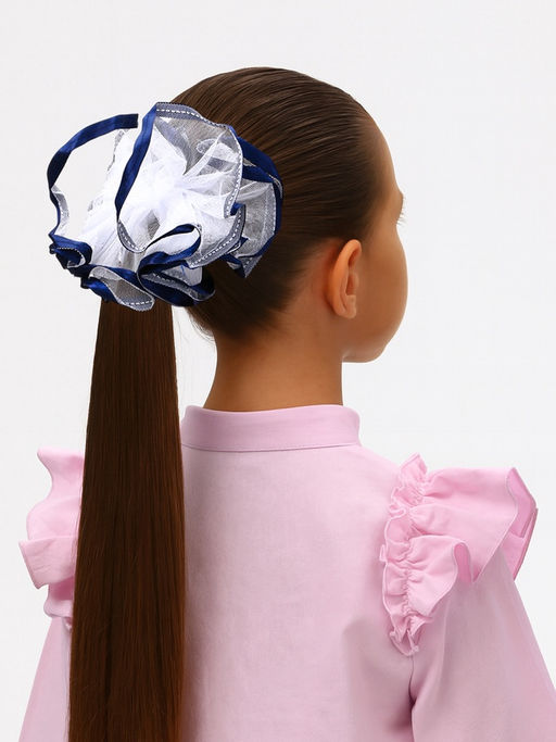 Цена за 6 шт. Бант для волос на резинке «Школьница», с кантиком, d=13 см, белый