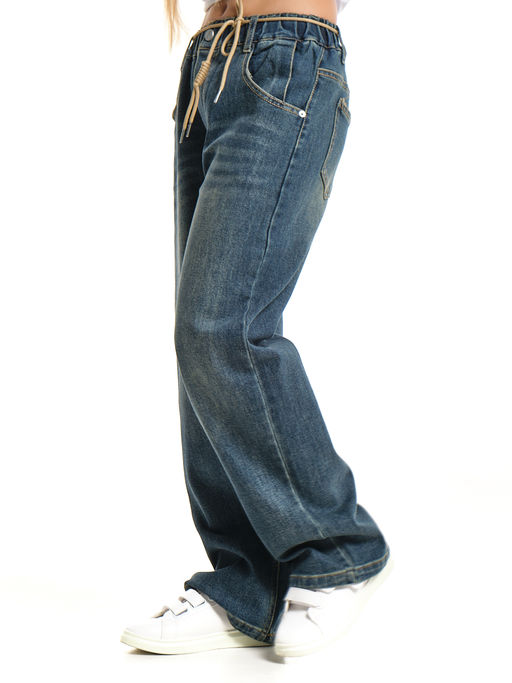 Джинсы для девочек прямого кроя 33-69031 синий - Mini maxi фото 4