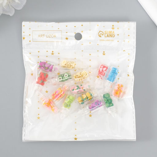 Цена за 15 шт. Декор для творчества стекло, пластик «Баночка с фруктами», 1.1×1.1×3.1 см, МИКС