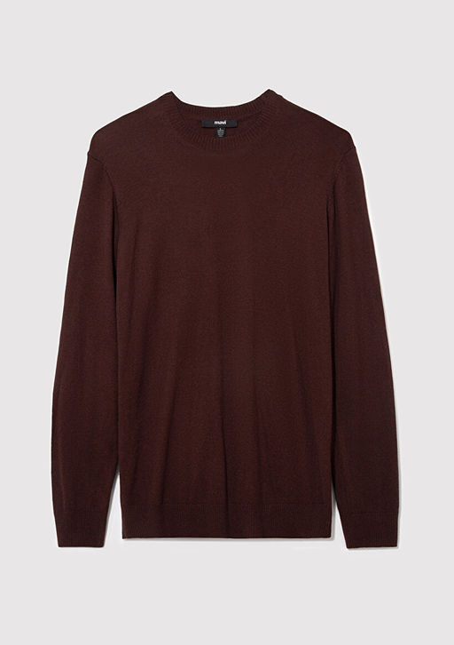 Bisiklet Yaka Kahverengi Kazak - Mavi фото 8