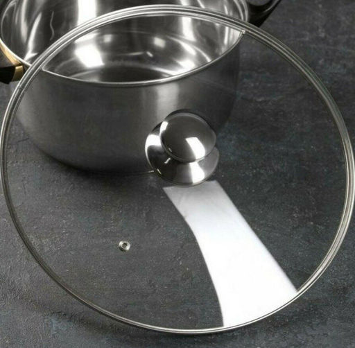 Крышка стекл.низкая, мет.обод, пароотвод, ручка-металл, d-22см, арт.Е5722 /Катюша/ фото 4