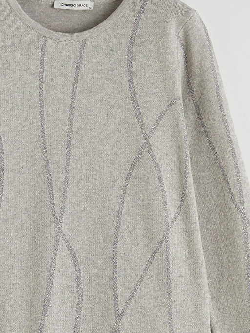 Bisiklet Yaka Desenli Kad?n Triko Kazak