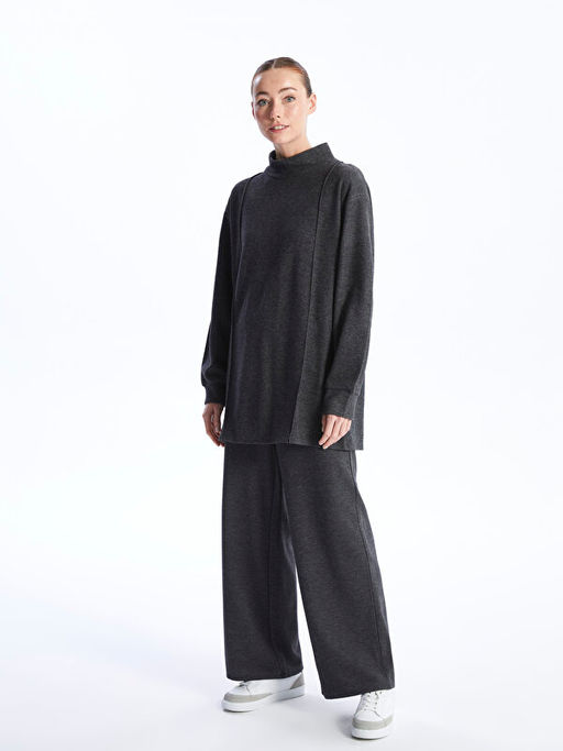 Dik Yaka D?z Uzun Kollu Kad?n Tunik