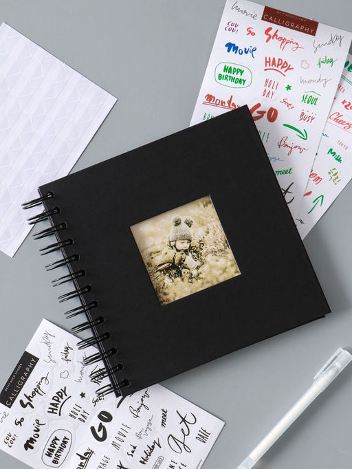 Фотоальбом на спирали 20 листов, с набором: уголки, стикеры, ручка, 17×17×2 см