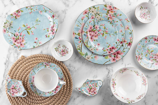 Чайн. пара 2 пр. 270 мл 12,5*9,5*7 см Яблоневый цвет на голубом NEW BONE CHINA - Elan gallery фото 16