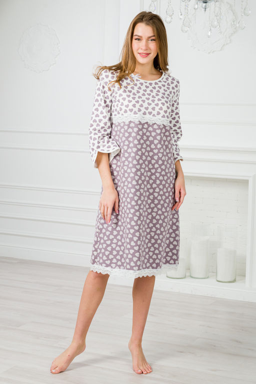 Ночная сорочка женская из футера Капучино сердца - Амадэль фото 4