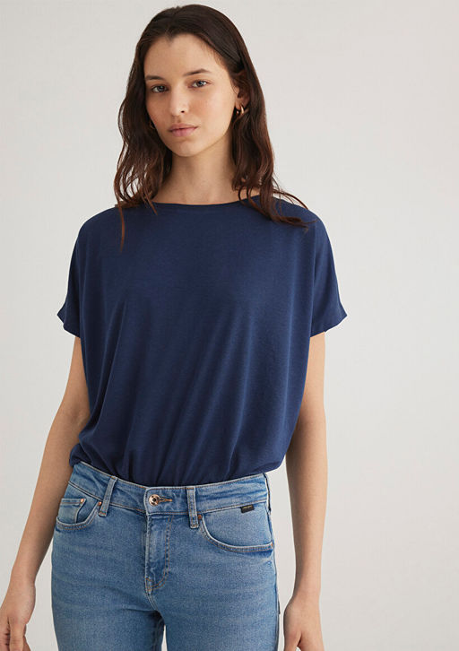 Lux Touch TENCEL TM Lacivert Basic Tisort - Mavi фото 2