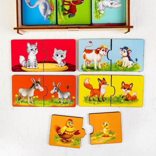 Пазл двойной Малыши и мамы (головоломка), 12 пазлов, 24 детали - Лесная мастерская фото 9