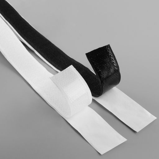 Набор липучек на клеевой основе, 20 мм, 23±1 см, 2 шт., чёрный, белый