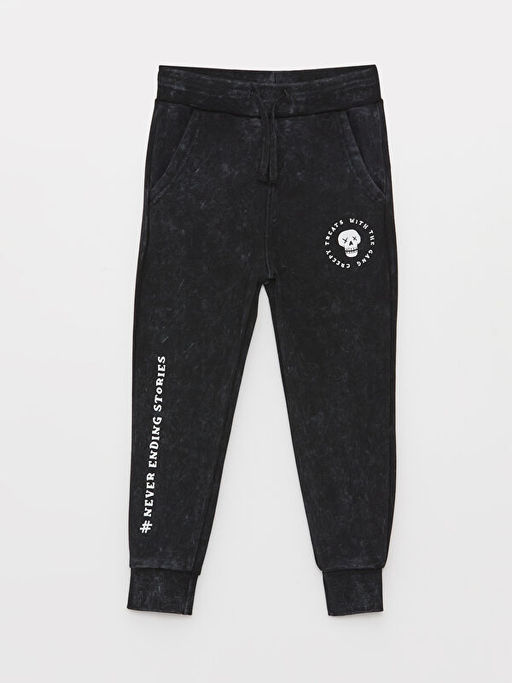 Beli Lastikli Bask?l? Erkek ?ocuk Jogger E?ofman Alt?