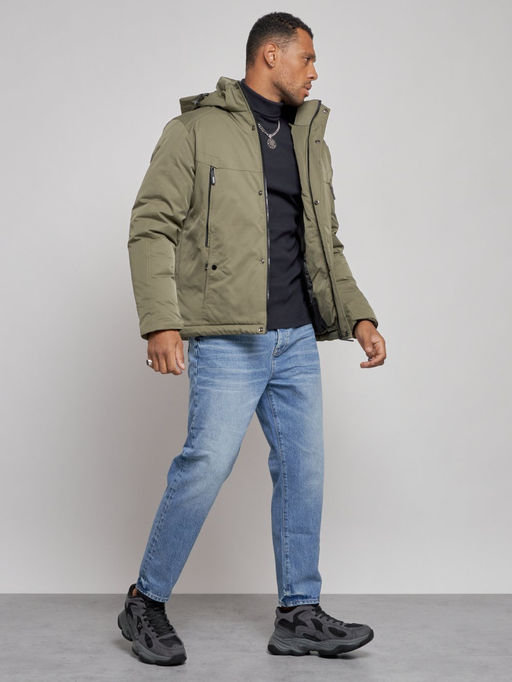 Куртка мужская зимняя с капюшоном спортивная великан цвета хаки 8332Kh - Wonderrman фото 4