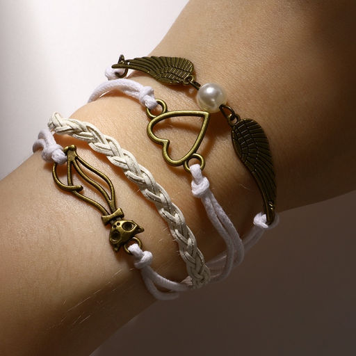 Браслет кожа «Магия знаков» кошечка, L=17 см, белый