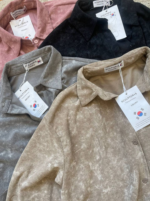 K12365 Рубашка OVER SIZE (вельвет) ЧЕРНЫЙ