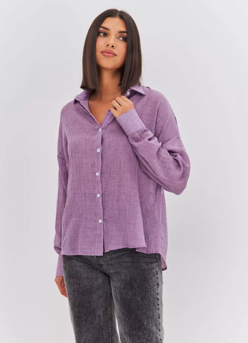 K11779 Рубашка марлевка OVER SIZE ФИОЛЕТОВЫЙ