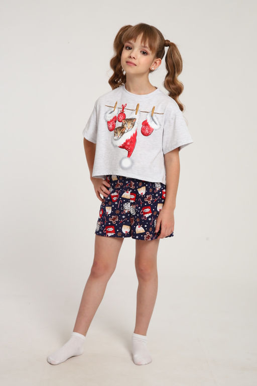 Пижама для девочки ПД-019-073 Кот Новый год