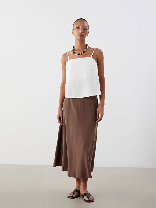 Kare Yaka Ask?l? Modal Kar???ml? Crop Bluz