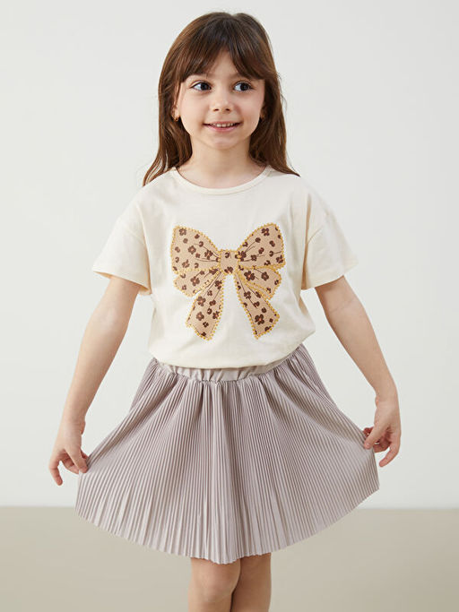 Beli Lastikli Pileli K?z ?ocuk Etek