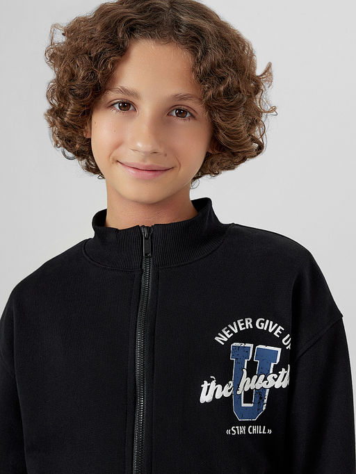 Толстовка для мальчиков черная с принтом never give up - Mark formelle фото 6