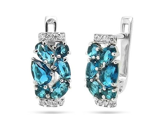 Серьги, лондон топаз кварц, Ю-Уловка