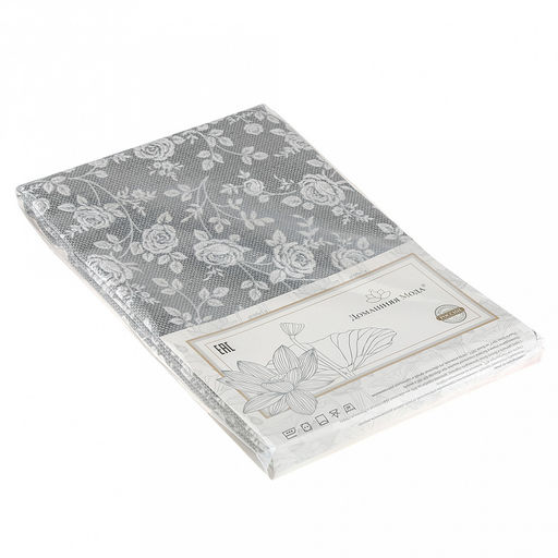 Скатерть д146см "Роза на льне", диаметр стола до 105см, на 6 персон, рогожка 171г/м2, хлопок 100%, упаковка классическая 28х41см, "Домашняя мода" (Россия)