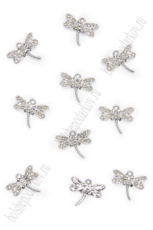 Подвеска металл Стрекоза №1 (10 шт) SF-7343, серебро - Больше подарков фото 2