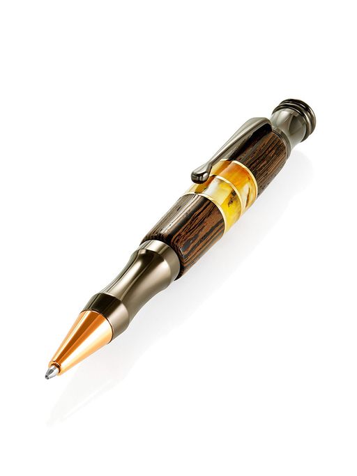 Ручка из древесины морёного дуба и натурального балтийского янтаря