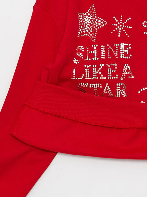 Bisiklet Yaka Bask?l? Uzun Kollu K?z ?ocuk Sweatshirt - Waikiki фото 2