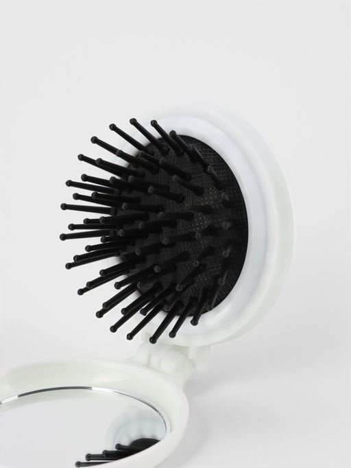 Расчёска массажная DOGS, складная, с зеркалом, d=6.5 см, МИКС