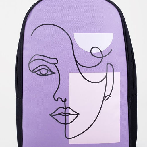 Рюкзак школьный текстильный Face line, 25×13×37 см, сиреневый