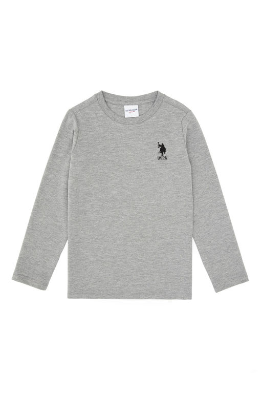 Erkek _ocuk Gri Melanj Basic Bisiklet Yaka Sweatshirt Sepette S_rpriz _ndirim - U.s. polo assn фото 2