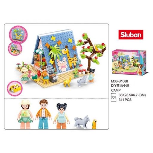 Конструктор SLUBAN 341 дет., 3 фигурки "Шалаш" (М38-В1088) в коробке