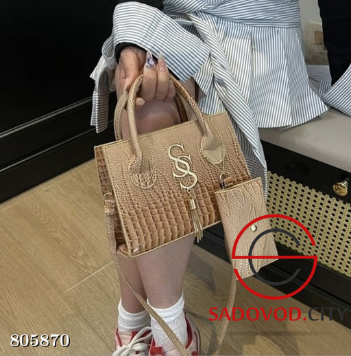 Крокодиловая сумка через плечо с цепочкой и кисточкой - Bruno фото 8