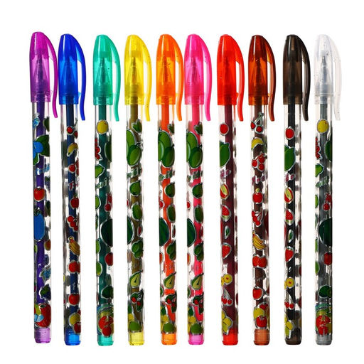 Набор гелевых ручек, 10 цветов, металлик, корпус с рисунком, в блистере на кнопке - Calligrata фото 2