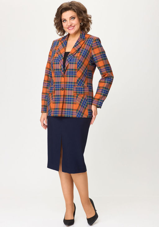 Костюм БелЭльСтиль 412/597 клетка терракот+синий фото 7