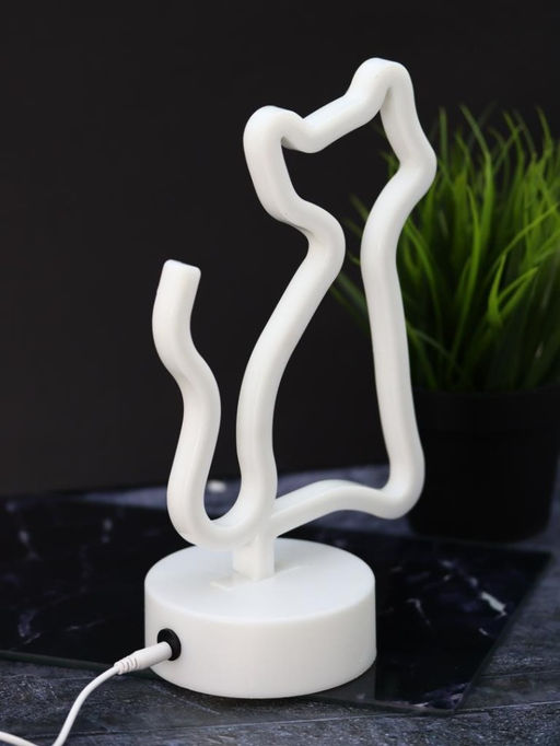 Неоновый LED ночник настольный "Cat", розовое свечение (24х16 см)