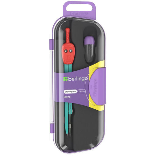 Готовальня Berlingo "Raze" 2 предм., циркуль 135мм, красный (DS_40002a) в пласт. футляре