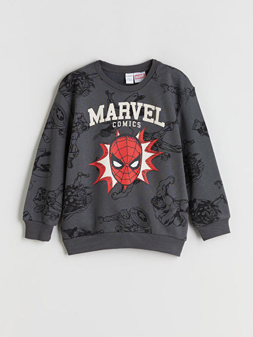 Bisiklet Yaka Spider-Man Bask?l? Erkek ?ocuk Sweatshirt
