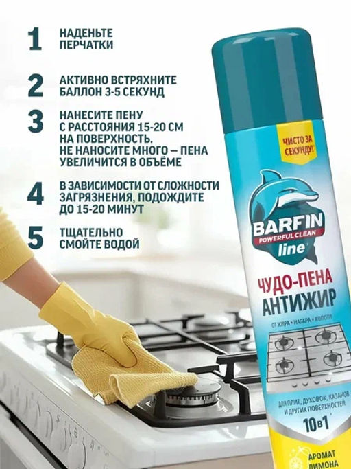BARFIN ср-во чистящее д/кухни 300мл "Чудо-пена Антижир для стеклокерамики" аэрозоль
