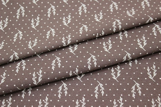 Теплый хлопок Набойка-веточки с горошком цв.шоколадно-коричневый с лиловым оттенком, ш.1.5м - Купава фото 5