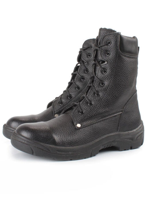 05-9011 BLACK Ботинки зимние мужские (натуральная кожа, искусственный мех)