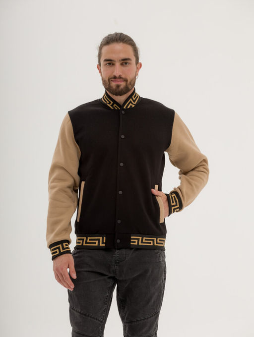 Бомбер на кнопках унисекс футер 3хнитка начес качество пенье , черный/беж версачи - Knitka wear фото 9