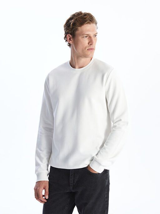 Bisiklet Yaka Uzun Kollu Erkek Sweatshirt