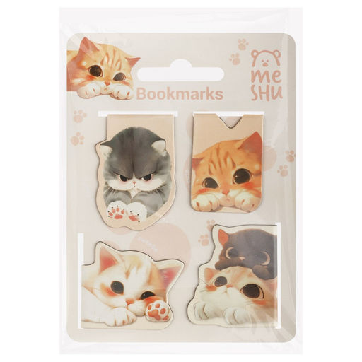 Закладки-магнит для книг 4шт. MESHU 80*110мм "Cute kittens" (MS_66068) матовая ламинация