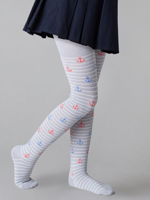 (Omsa) Collant 13P62-2 с рисунком (якорь на полосках) grigio chiaro