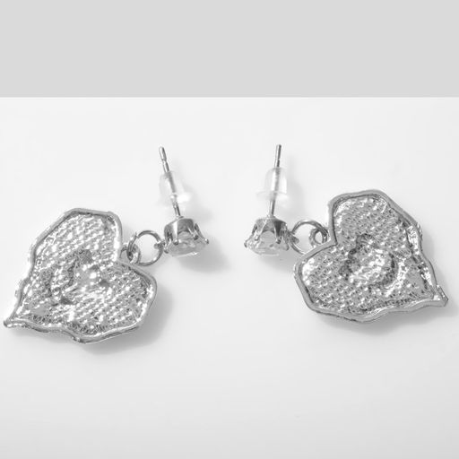 Серьги эмаль Сердца с тюльпанами, цвет бело-чёрный в серебре - Queen fair фото 2