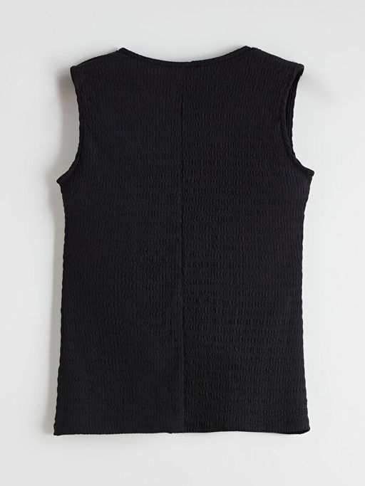 Bisiklet Yaka Dokulu Bluz