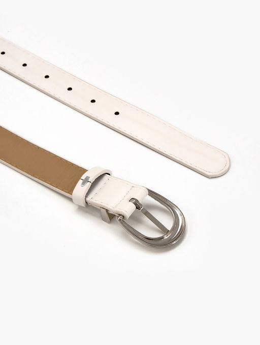 Ремень женский «Кэлли», 110×3 см, пряжка металл, серебристая, белый