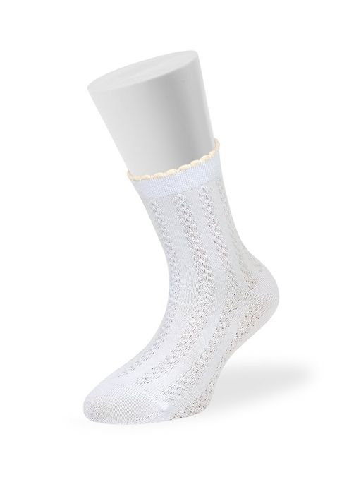 OMSA kids Calzino 22A03 ажурная косичка и цветочки - bianco  фото 2